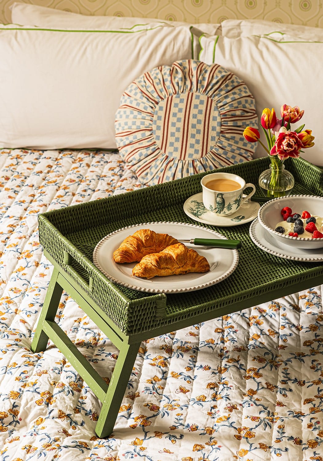 Casa by Josephine Jenno Rattan Breakfast Tray - Green