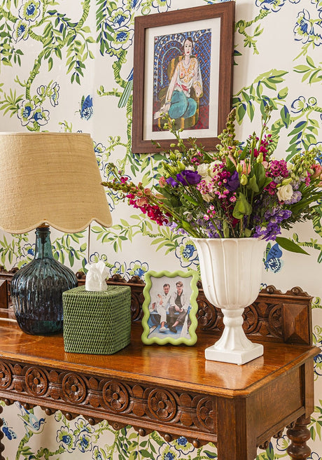 Casa by Josephine Jenno Rattan Tissue Box Cover Green