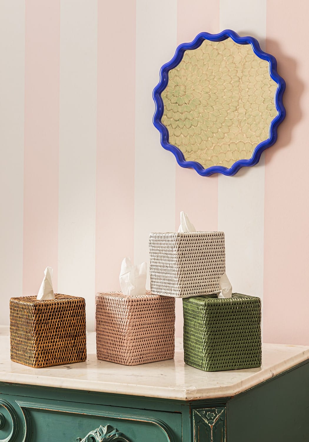 Casa by Josephine Jenno Rattan Tissue Box Cover - White