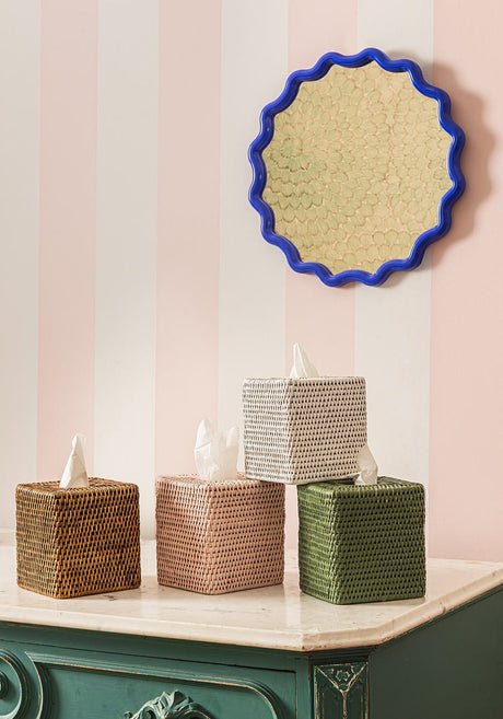 Casa by Josephine Jenno Rattan Tissue Box Cover - White