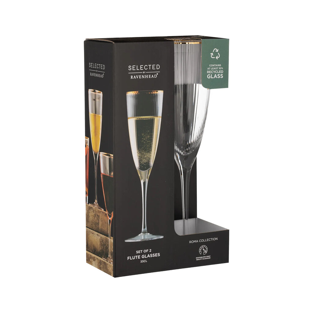 Ravenhead Roma Champagne Flute Glasses, Set of 2, 33cl