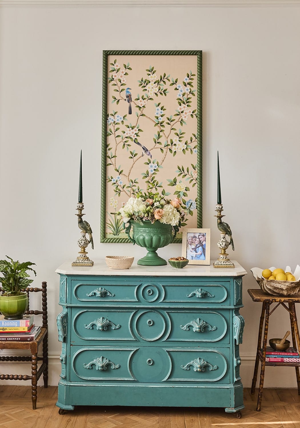 Casa by Josephine Jenno Regal Green Parrot Large Candlestick - 39cm