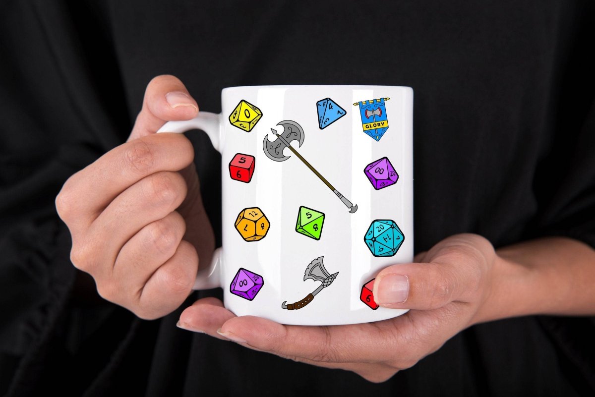 Dice and Weapons DND Mug by Resplendent Aurora