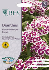 AllotMate Essentials RHS Dianthus Hollandia Purple Crown 100 Seeds