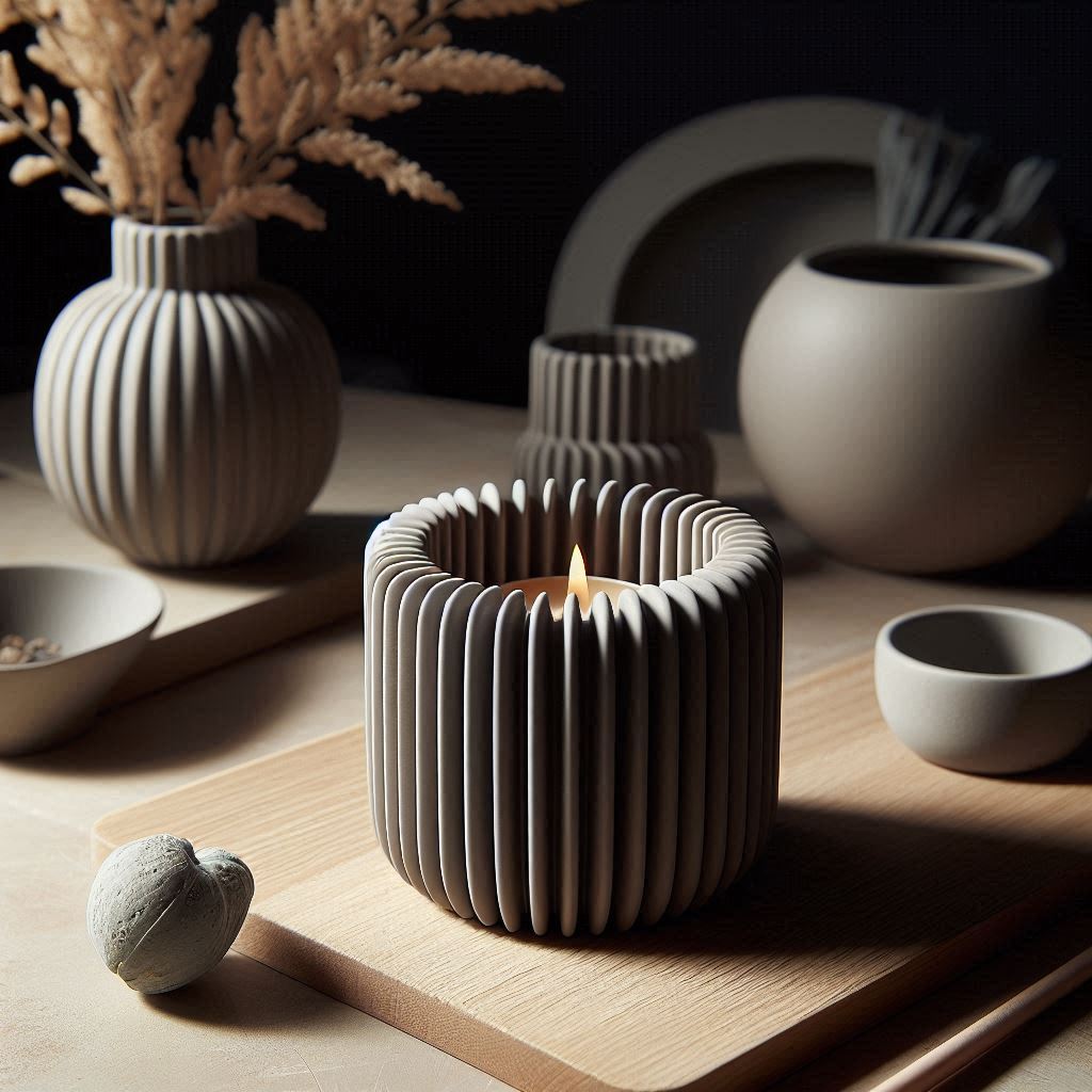 Filamora Studios Modern Ribbed Tealight Holder
