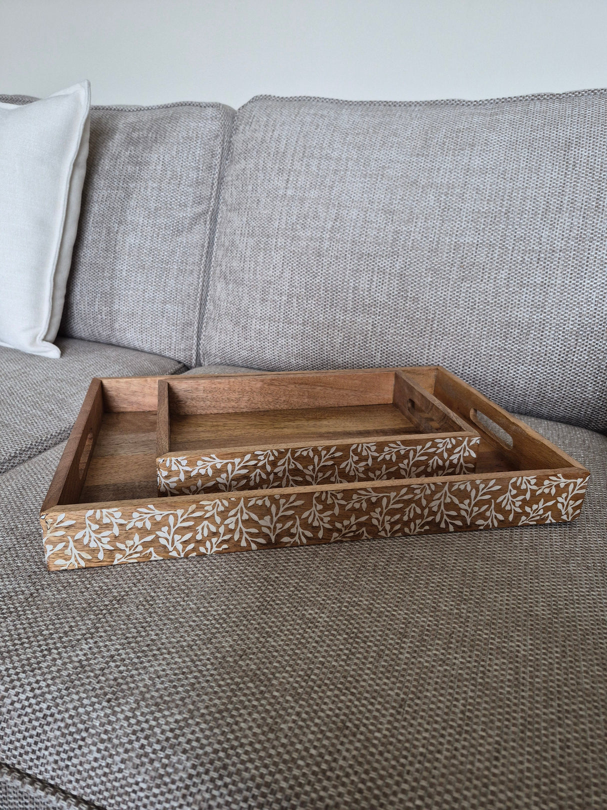 Blush & Bale Floral Wood Serving Tray - 30cm x 20cm