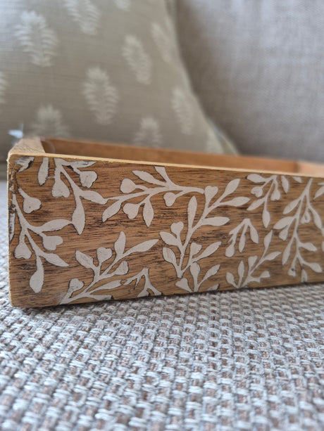 Blush & Bale Floral Wood Serving Tray - 30cm x 20cm