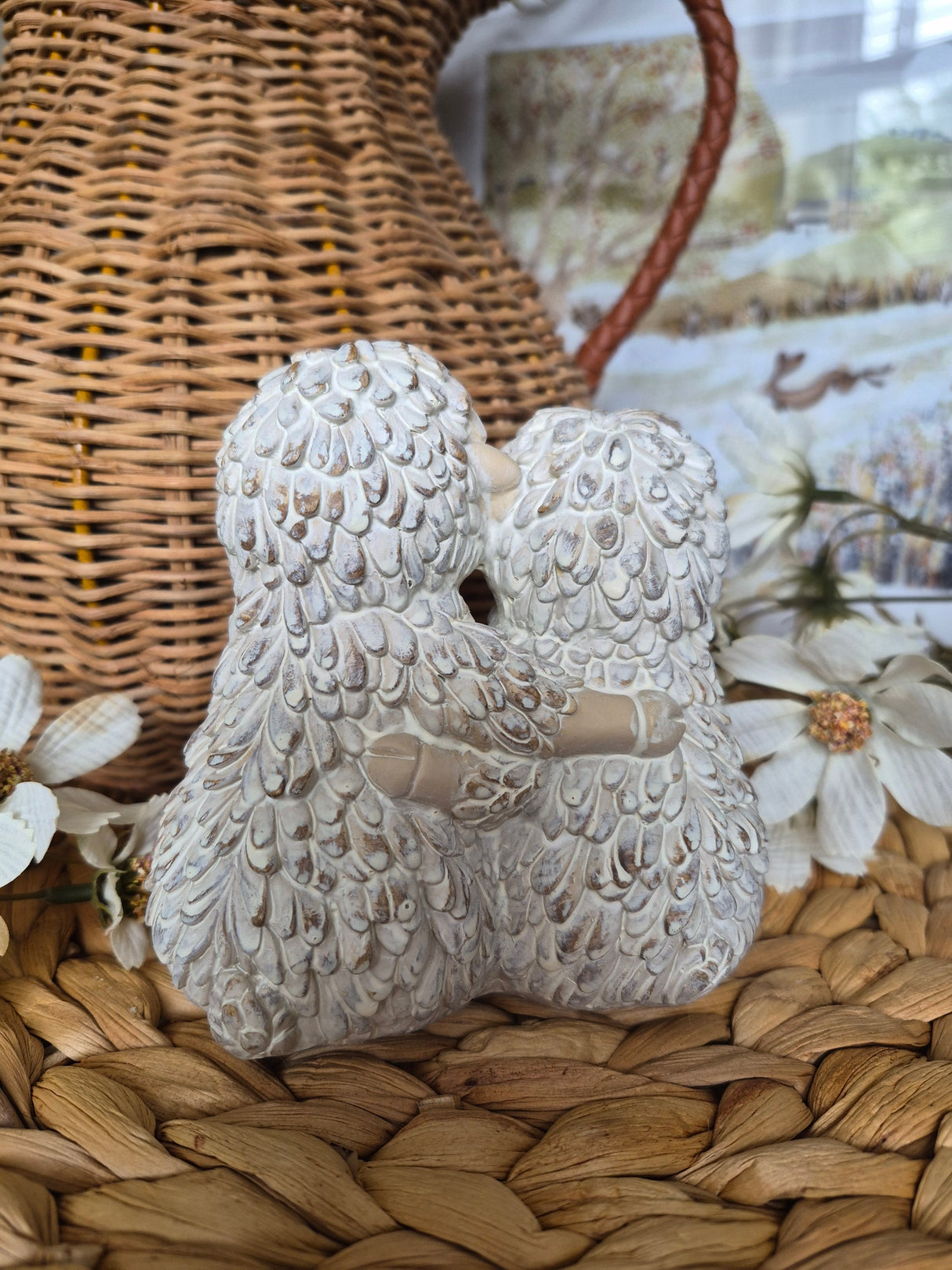 Blush & Bale Sheep Couple with Heart - 11.5 x 11 x 9 cm