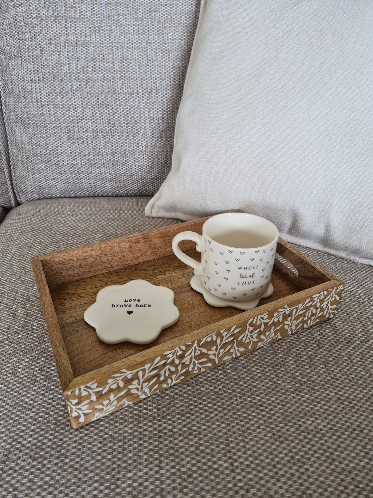 Blush & Bale Floral Wood Serving Tray - 30cm x 20cm