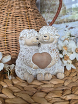 Blush & Bale Sheep Couple with Heart - 11.5 x 11 x 9 cm