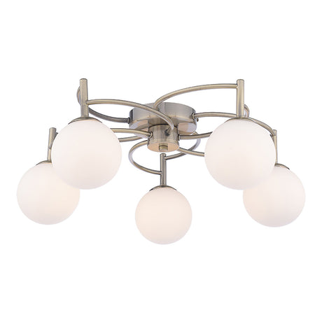 Pagazzi Rosa 5-Light Antique Brass Semi-Flush Ceiling Light