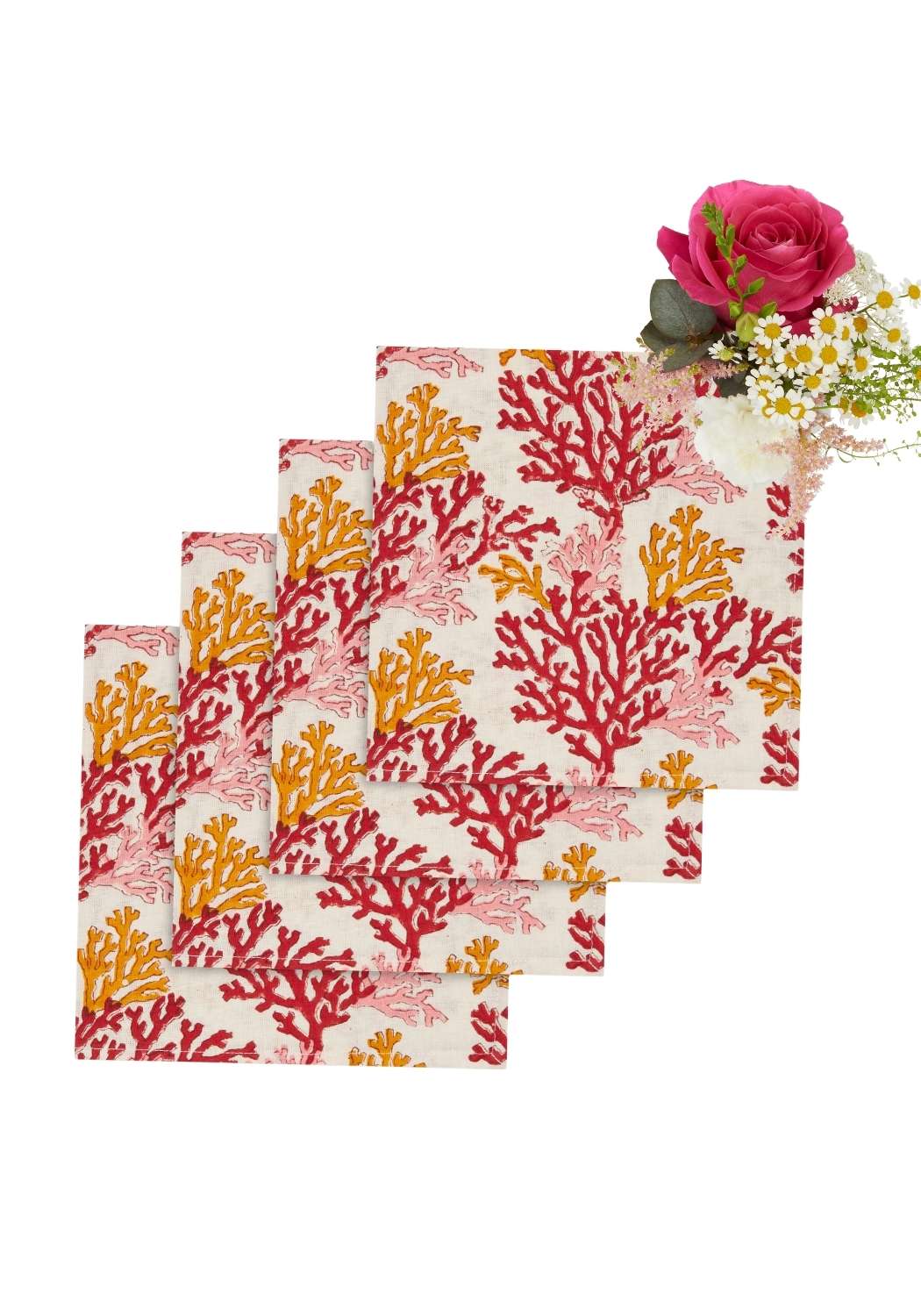Casa by Josephine Jenno Rose Coral Table Napkin - Set of 4