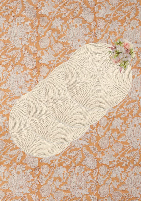 Casa by Josephine Jenno Round Rattan Placemat Sand Colour - Set of 4