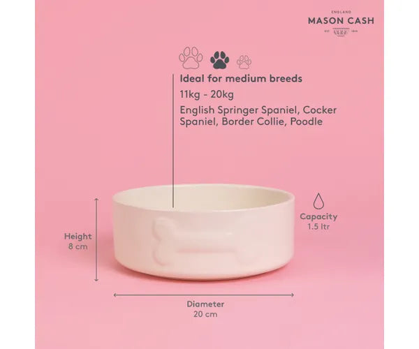 Mason Cash Colour Mix Dog Bowl, 20cm, Cream