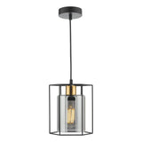 Pagazzi Sabrina 1 Light Black & Smoked Glass Pendant Ceiling Light