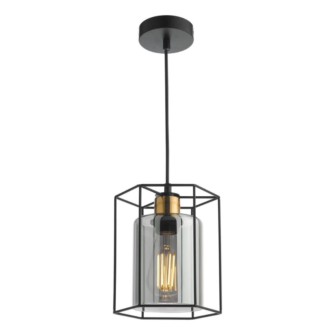 Pagazzi Sabrina 1 Light Black & Smoked Glass Pendant Ceiling Light