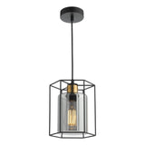 Pagazzi Sabrina 1 Light Black & Smoked Glass Pendant Ceiling Light