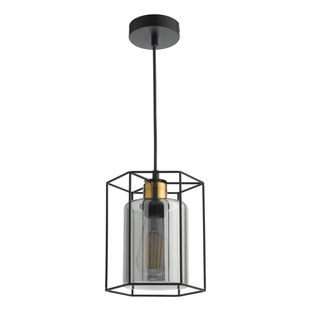 Pagazzi Sabrina 1 Light Black & Smoked Glass Pendant Ceiling Light