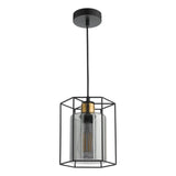Pagazzi Sabrina 1 Light Black & Smoked Glass Pendant Ceiling Light