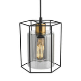 Pagazzi Sabrina 1 Light Black & Smoked Glass Pendant Ceiling Light