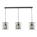 Pagazzi Sabrina 3 Light Black & Smoked Glass Ceiling Pendant Bar