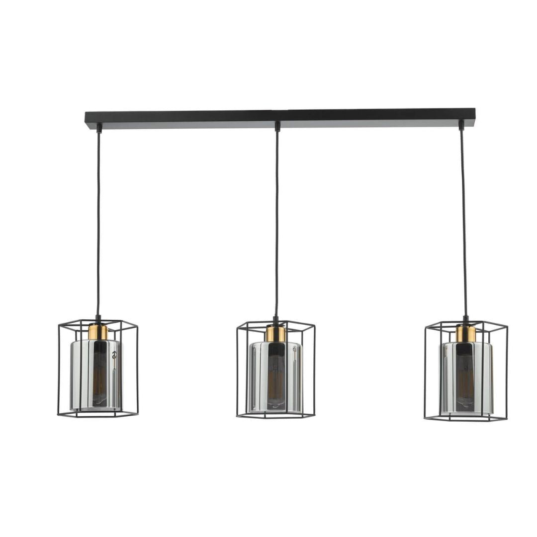 Pagazzi Sabrina 3 Light Black & Smoked Glass Ceiling Pendant Bar