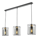 Pagazzi Sabrina 3 Light Black & Smoked Glass Ceiling Pendant Bar