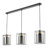 Pagazzi Sabrina 3 Light Black & Smoked Glass Ceiling Pendant Bar