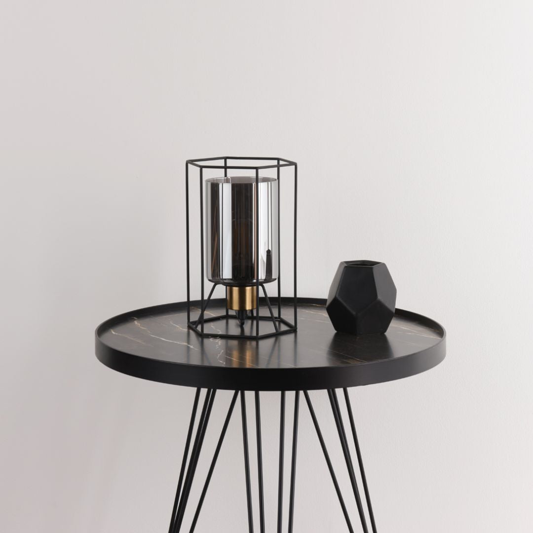 Pagazzi Sabrina Black & Smoked Glass Table Lamp