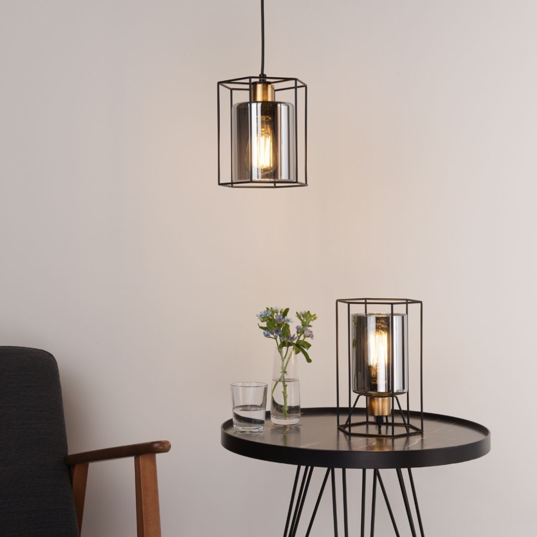 Pagazzi Sabrina Black & Smoked Glass Table Lamp