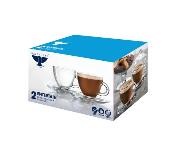 Ravenhead Entertain Cappuccino Cup & Saucer, 20cl, Set of 2