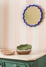 Casa by Josephine Jenno Saratoga Round Rattan Scalloped Tray - White