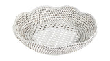 Casa by Josephine Jenno Saratoga Round Rattan Scalloped Tray - White