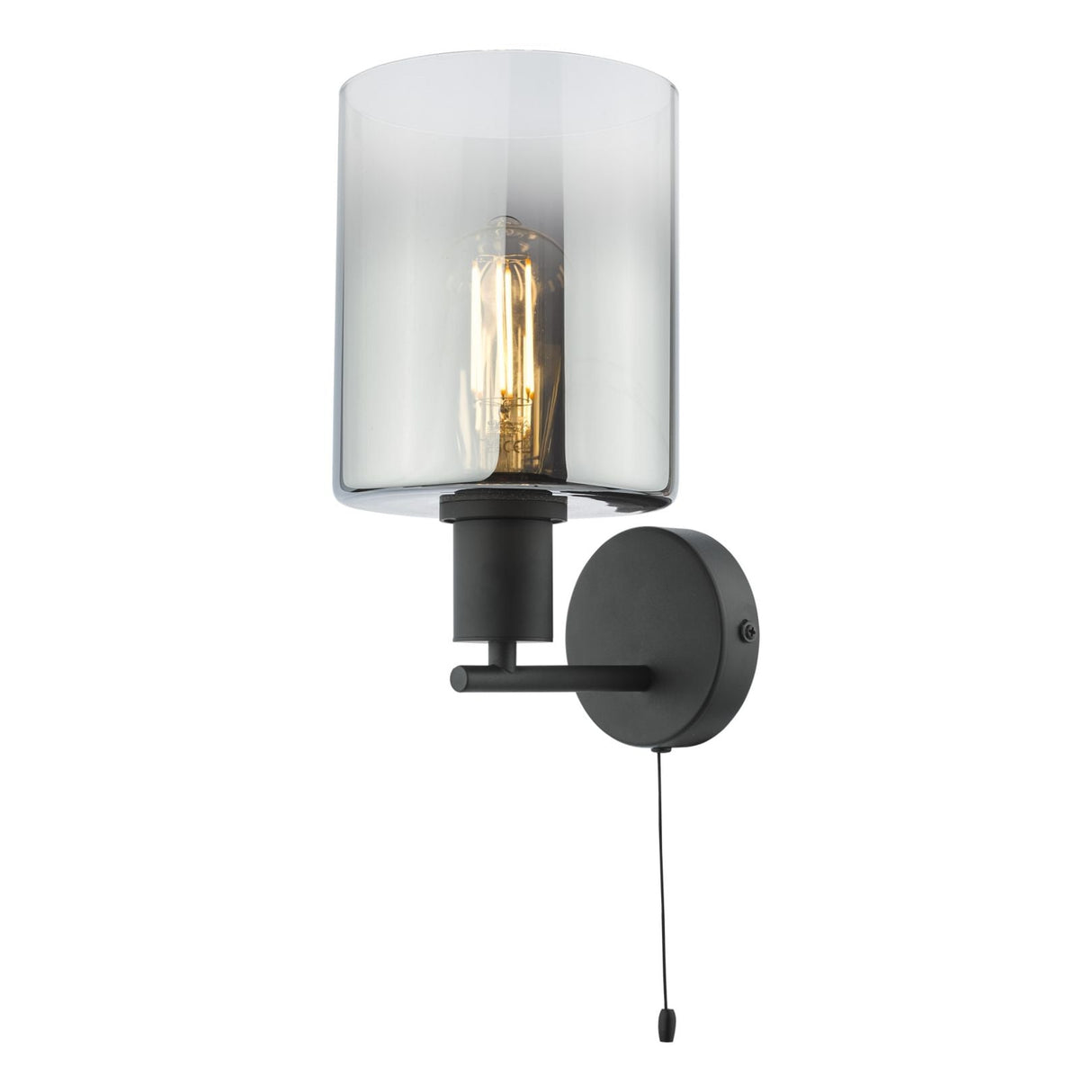 Pagazzi Marcel Matte Black Smoked Glass Wall Light