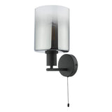 Pagazzi Marcel Matte Black Smoked Glass Wall Light