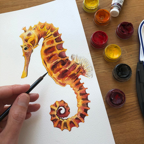 Seahorse Hand Painted Greetings Card | Katie Hipwell Design