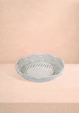 Casa by Josephine Jenno Saratoga Round Rattan Scalloped Tray - White