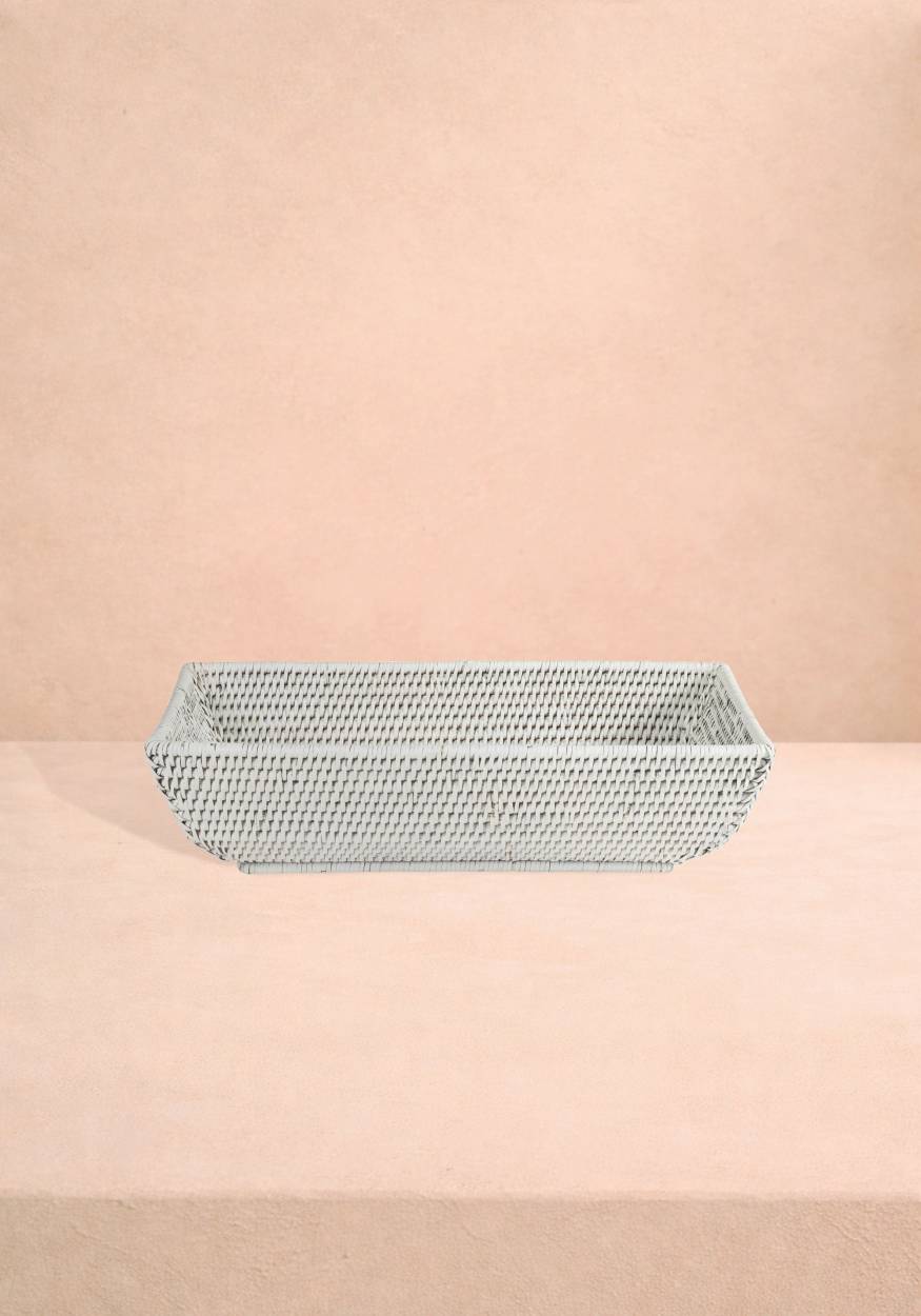 Casa by Josephine Jenno Wiltshire Long Rattan Basket - White