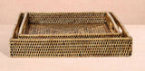 Casa by Josephine Jenno Pair of Square Rattan Trays in Classic Brown