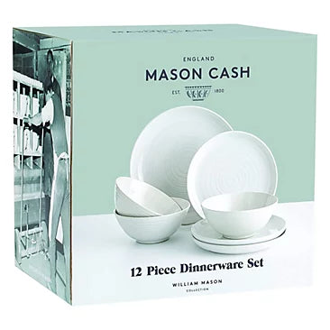 Mason Cash William Mason Stoneware White Dinner Set M/O 12pcs