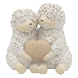 Blush & Bale Sheep Couple with Heart - 11.5 x 11 x 9 cm