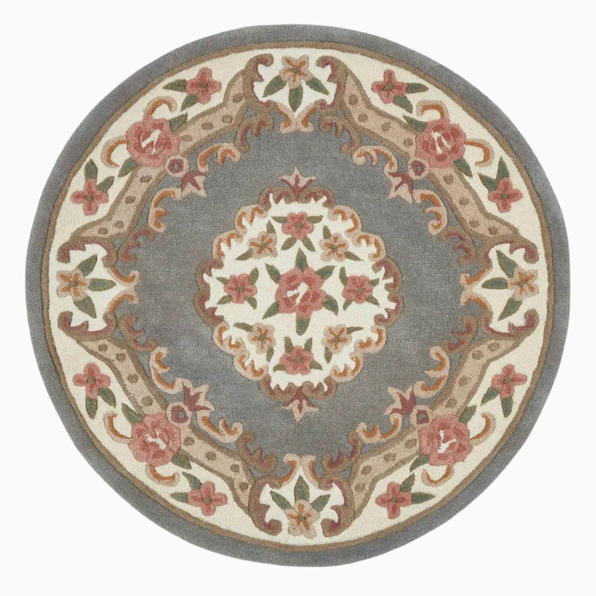 Shensi Grey Medallion Rug - 100% pure wool