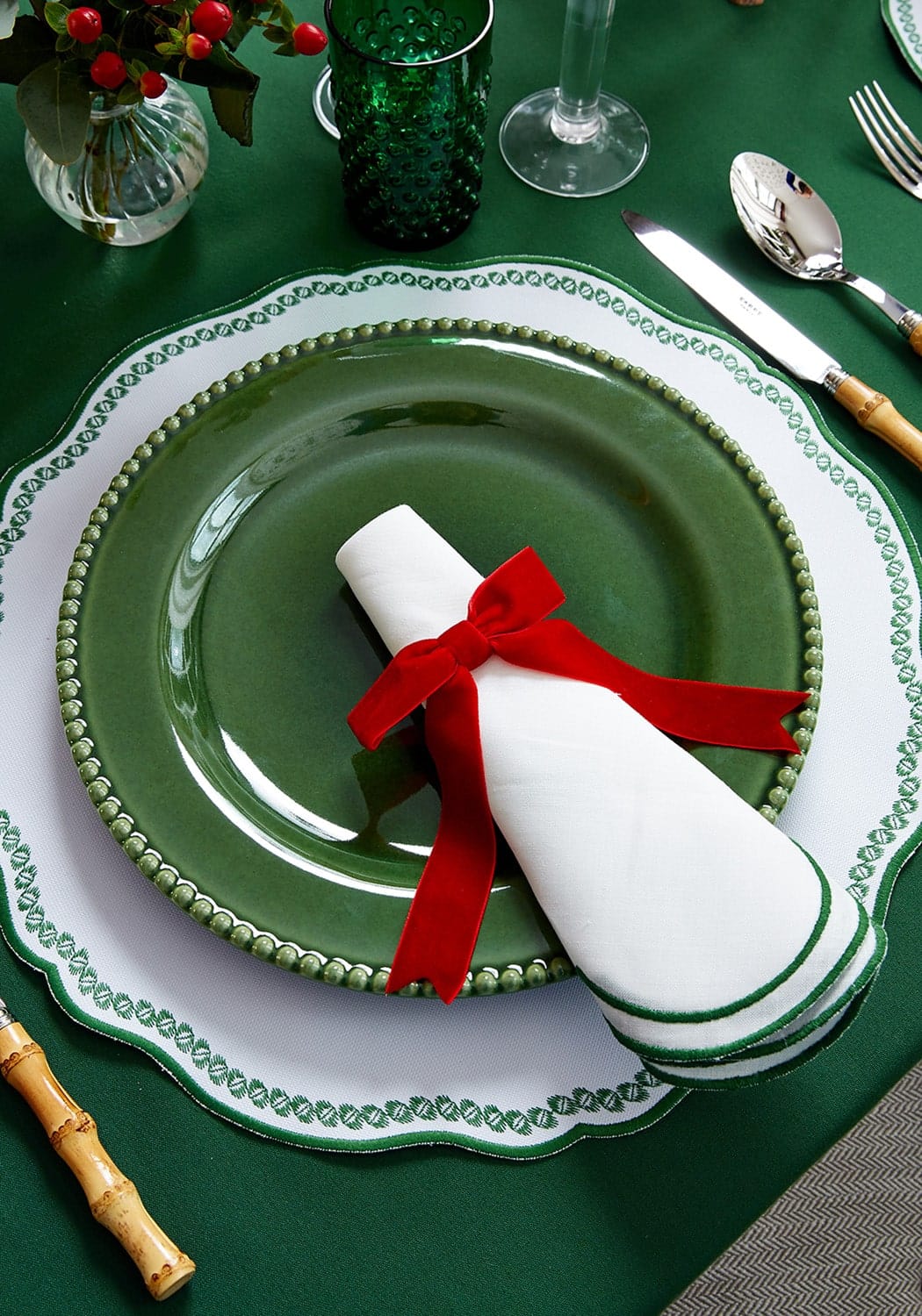 Casa by Josephine Jenno Smart Green Trim Placemats - Set of 4