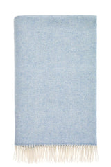 Soft Blue British Merino Wool Throw Blanket by Casa by Josephine Jenno