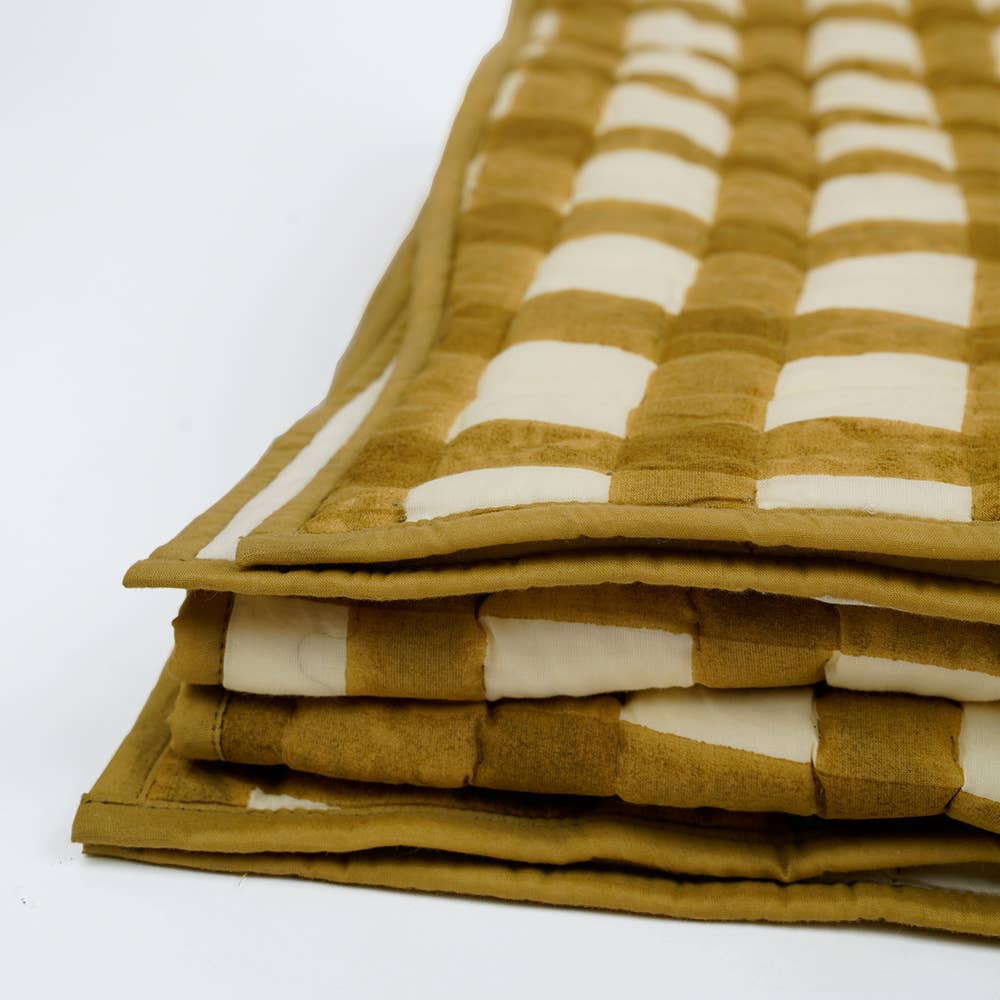 Casa by Josephine Jenno Soft Cotton Mustard Grid Quilt