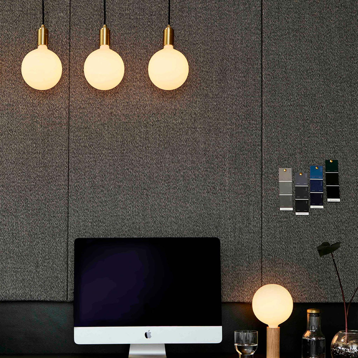 Tala Linear Triple Pendant Light in Brass with Sphere IV