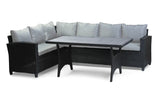MINT Outdoor Stockholm 6 Seater Black Rattan Corner Set & Cover Bundle