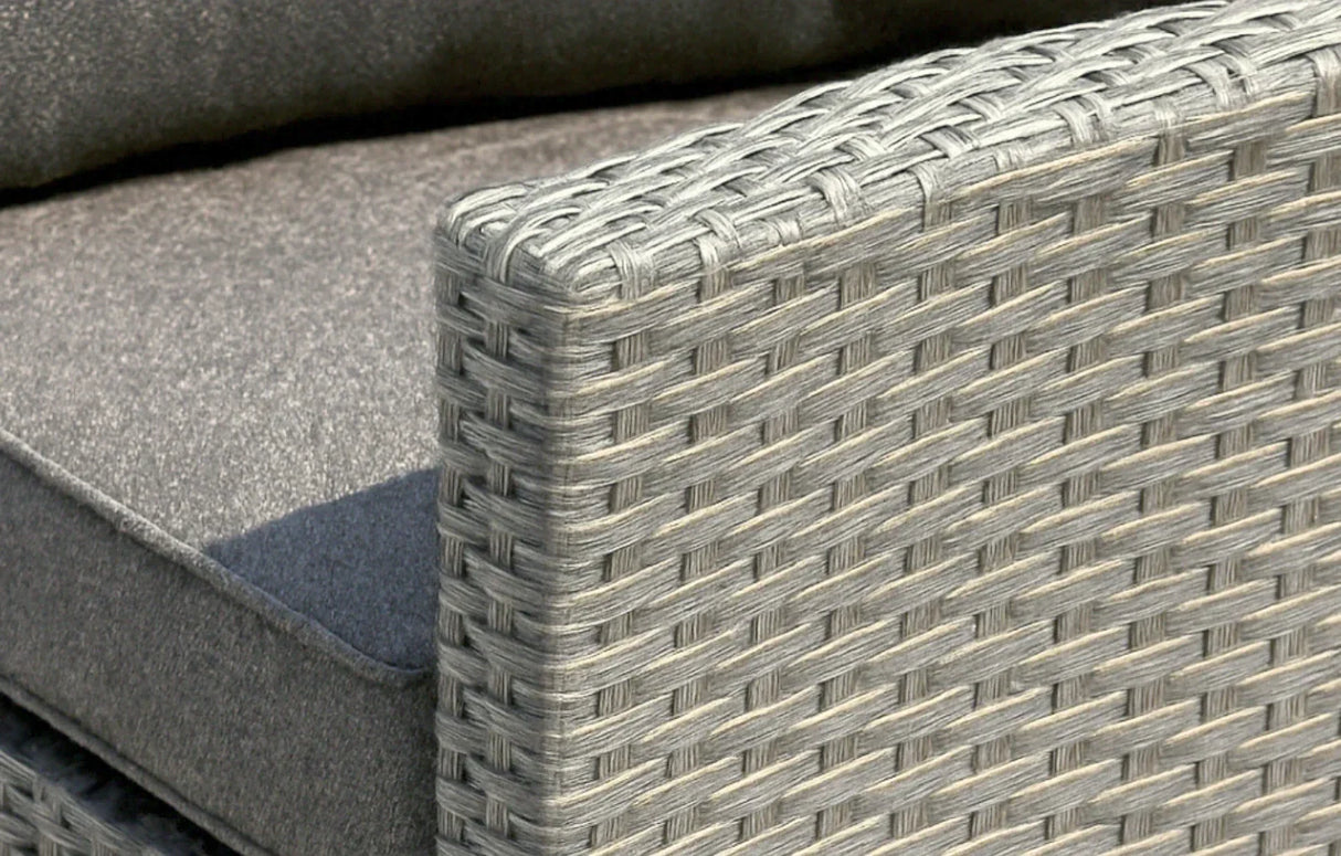 MINT Outdoor Stockholm Grey 4 Seater Rattan Chaise Lounge Set & Armchair