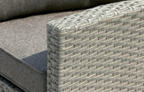 MINT Outdoor Stockholm Grey 4 Seater Rattan Chaise Lounge Set & Armchair