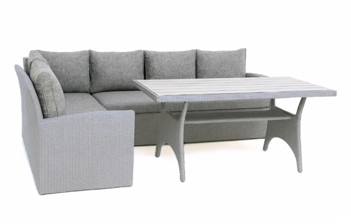 MINT Outdoor Stockholm 6 Seater Grey Rattan Corner Set & Cover Bundle